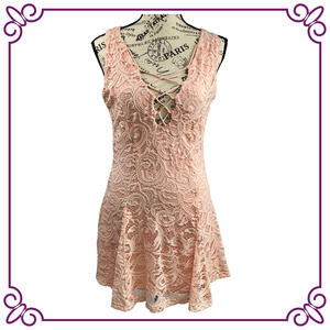 Love Tree Lace Mini Dress in Blush